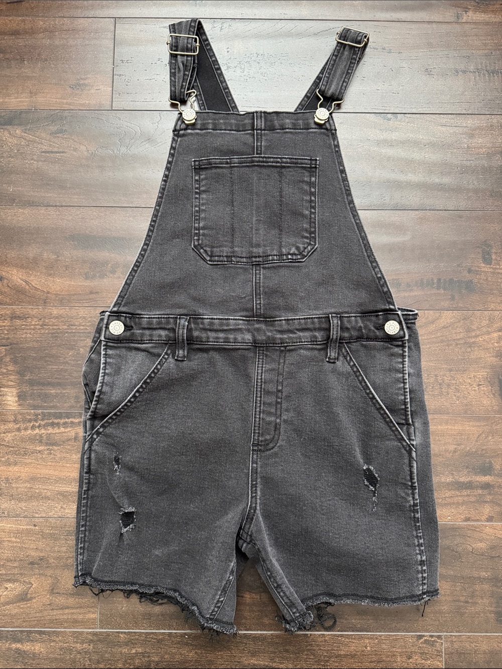 Epic Threads Black Denim Short Overalls